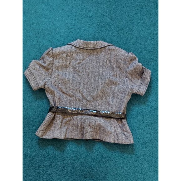 Ann Taylor Loft Petites Women's Wool Blend Striped Belted Jacket Top Size 12 - Picture 3 of 5